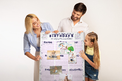 Tableau en liège fantaisie Calendrier d'anniversaire avec ballons colorés