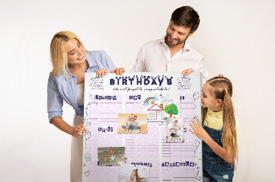 Tableau en liège fantaisie Calendrier d'anniversaire avec ballons colorés
