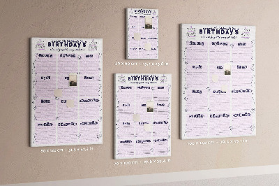 Tableau en liège fantaisie Calendrier d'anniversaire avec ballons colorés