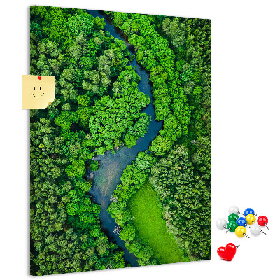 Tableau en liège déco Un paysage verdoyant traversé par une rivière sinueuse