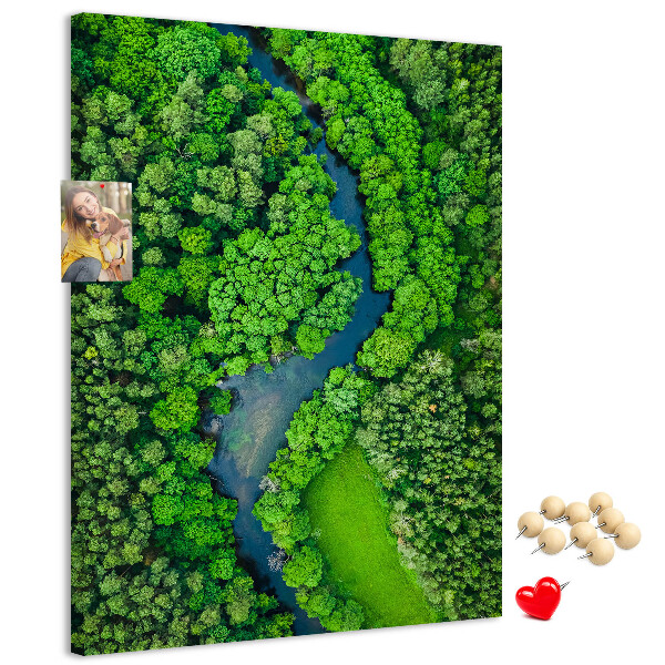 Tableau en liège déco Un paysage verdoyant traversé par une rivière sinueuse