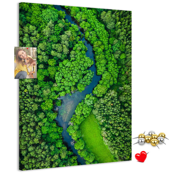 Tableau en liège déco Un paysage verdoyant traversé par une rivière sinueuse