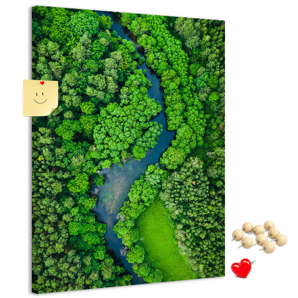 Tableau en liège déco Un paysage verdoyant traversé par une rivière sinueuse