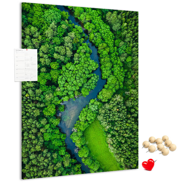 Tableau en liège déco Un paysage verdoyant traversé par une rivière sinueuse