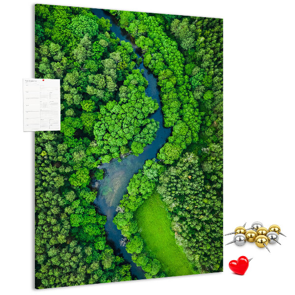 Tableau en liège déco Un paysage verdoyant traversé par une rivière sinueuse