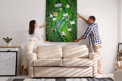 Tableau en liège déco Un paysage verdoyant traversé par une rivière sinueuse