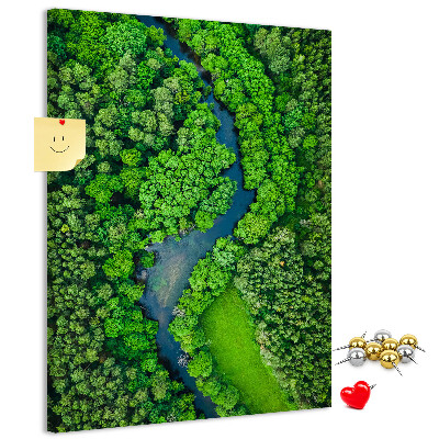Tableau en liège déco Un paysage verdoyant traversé par une rivière sinueuse