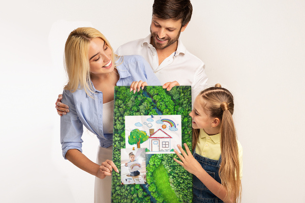 Tableau en liège déco Un paysage verdoyant traversé par une rivière sinueuse