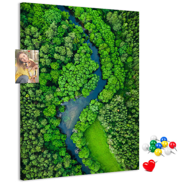 Tableau en liège déco Un paysage verdoyant traversé par une rivière sinueuse