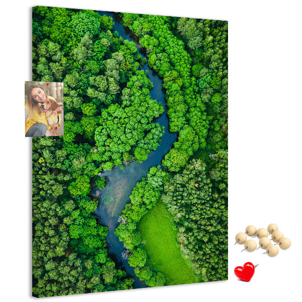 Tableau en liège déco Un paysage verdoyant traversé par une rivière sinueuse