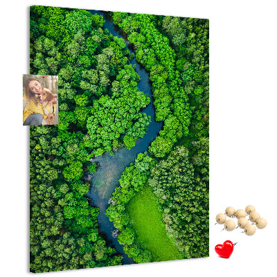 Tableau en liège déco Un paysage verdoyant traversé par une rivière sinueuse