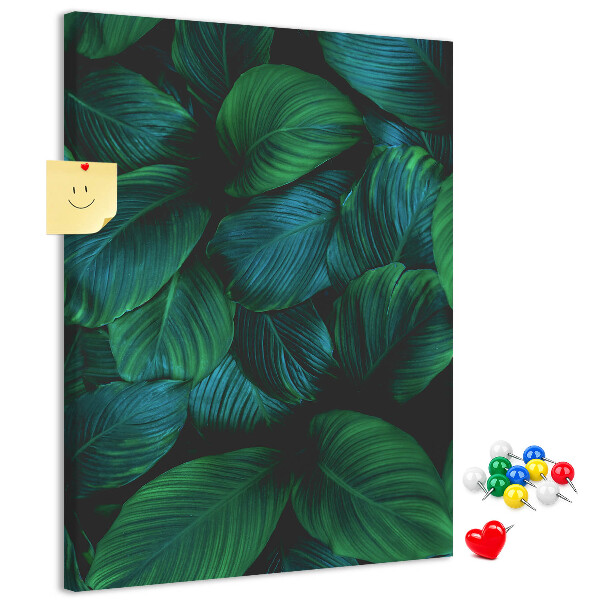 Tableau en liège déco Feuilles tropicales dans des tons de vert