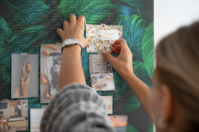 Tableau en liège déco Feuilles tropicales dans des tons de vert