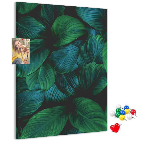 Tableau en liège déco Feuilles tropicales dans des tons de vert