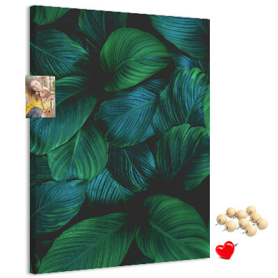 Tableau en liège déco Feuilles tropicales dans des tons de vert