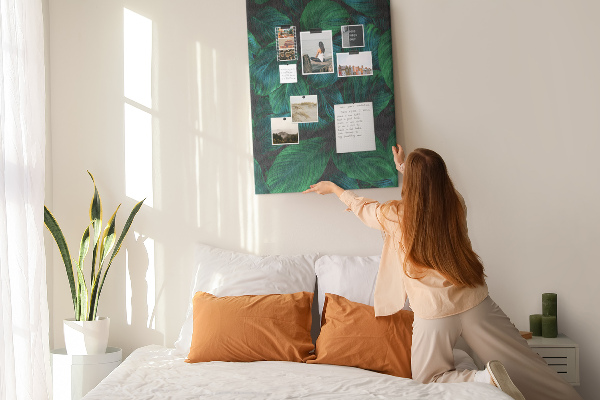 Tableau en liège déco Feuilles tropicales dans des tons de vert