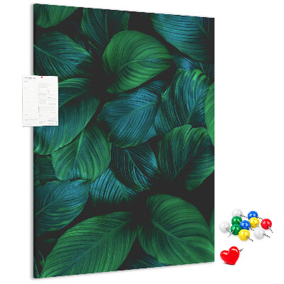Tableau en liège déco Feuilles tropicales dans des tons de vert