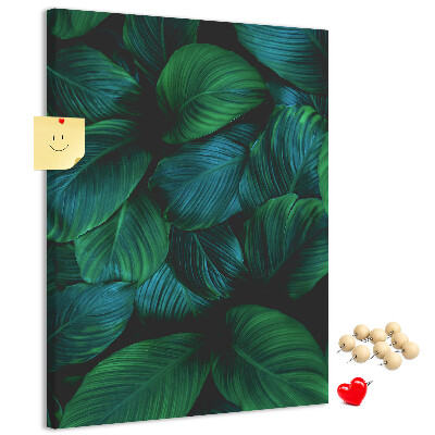 Tableau en liège déco Feuilles tropicales dans des tons de vert
