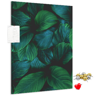 Tableau en liège déco Feuilles tropicales dans des tons de vert