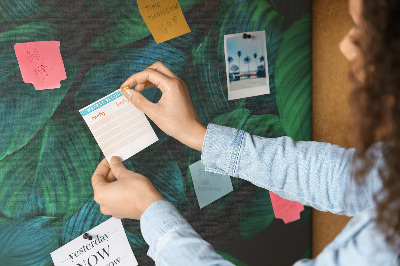 Tableau en liège déco Feuilles tropicales dans des tons de vert