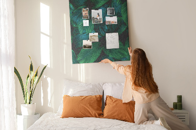 Tableau en liège déco Feuilles tropicales dans des tons de vert