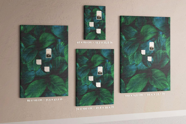 Tableau en liège déco Feuilles tropicales dans des tons de vert