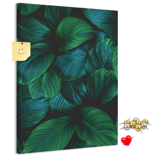 Tableau en liège déco Feuilles tropicales dans des tons de vert