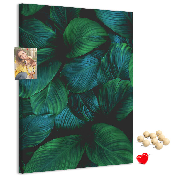 Tableau en liège déco Feuilles tropicales dans des tons de vert