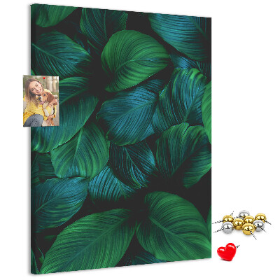 Tableau en liège déco Feuilles tropicales dans des tons de vert