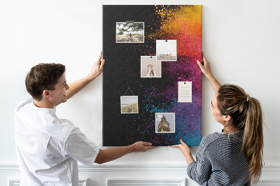 Tableau de liège Explosions colorées sur fond noir