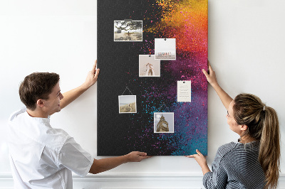Tableau de liège Explosions colorées sur fond noir