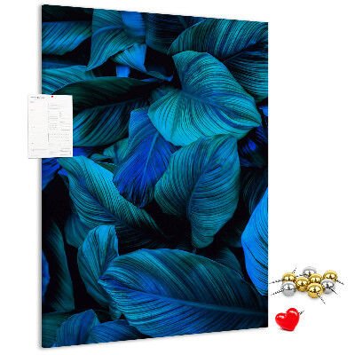 Tableau en liège fantaisie Feuilles nocturnes aux nuances de bleu