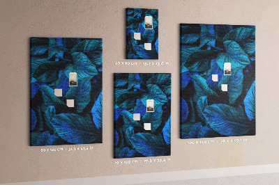 Tableau en liège fantaisie Feuilles nocturnes aux nuances de bleu