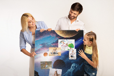 Tableau en liège déco Paysage spatial avec planètes et nuages