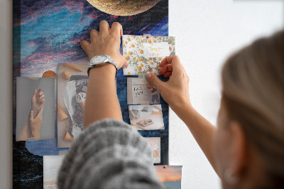 Tableau en liège déco Paysage spatial avec planètes et nuages