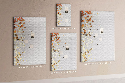 Tableau de liège Étoiles dorées et argentées sur fond gris
