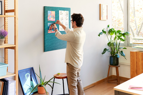 Tableau en liège déco Nuances géométriques de bleu en arrière-plan