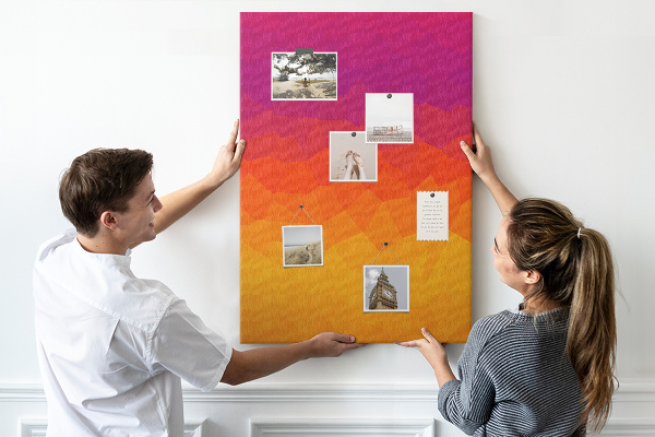 Tableau de liège Dégradé de couleurs dans les tons orange et violet