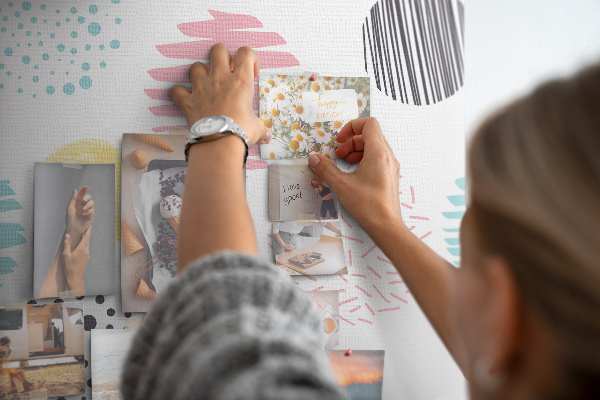 Tableau en liège déco Taches et lignes colorées en arrière-plan