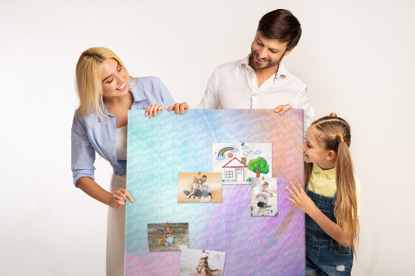 Tableau en liège fantaisie Plumes délicates aux couleurs pastel