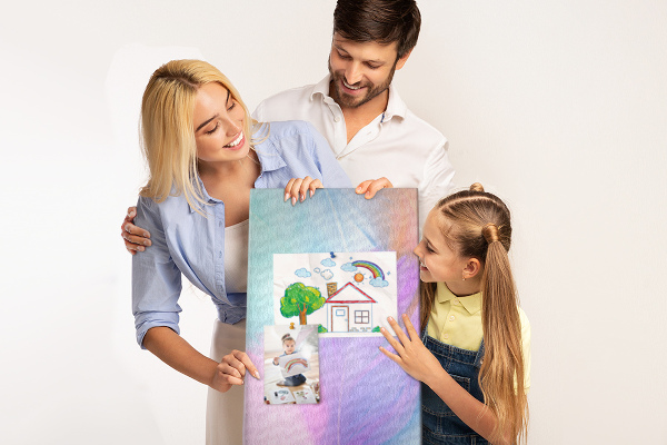 Tableau en liège fantaisie Plumes délicates aux couleurs pastel
