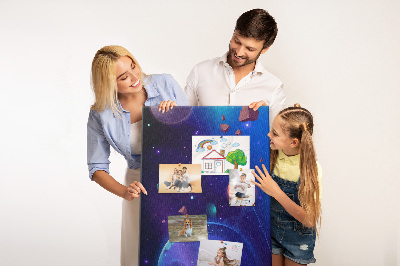 Tableau en liège déco Paysage spatial avec planètes et astéroïdes