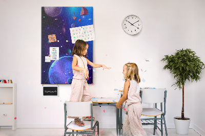 Tableau en liège déco Paysage spatial avec planètes et astéroïdes