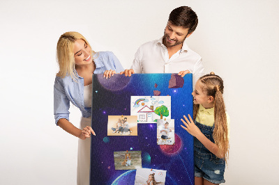 Tableau en liège déco Paysage spatial avec planètes et astéroïdes