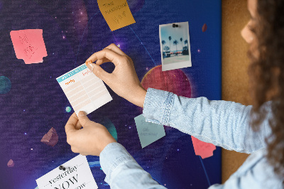 Tableau en liège déco Paysage spatial avec planètes et astéroïdes