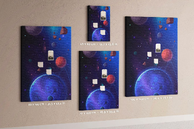 Tableau en liège déco Paysage spatial avec planètes et astéroïdes