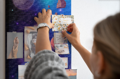 Tableau en liège déco Paysage spatial avec planètes et astéroïdes
