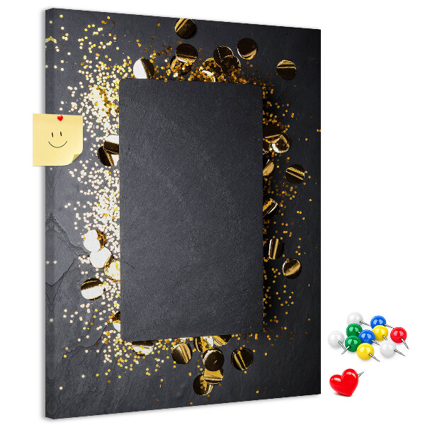 Tableau de liège Des touches d'or et d'argent sur fond noir
