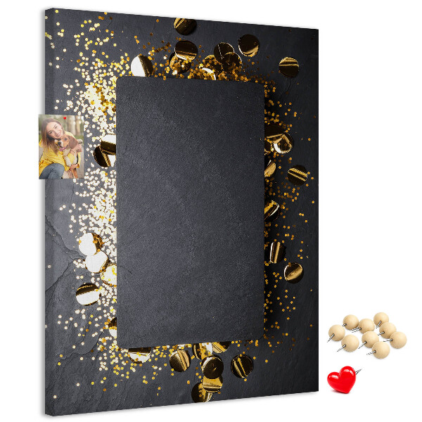 Tableau de liège Des touches d'or et d'argent sur fond noir