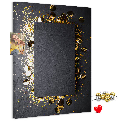 Tableau de liège Des touches d'or et d'argent sur fond noir